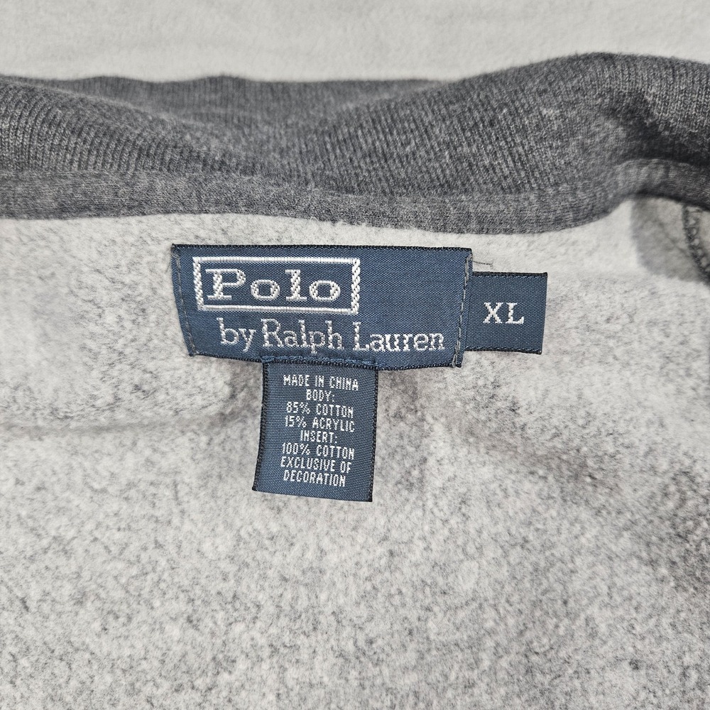 Vintage Polo Ralph Lauren Sweatshirt Mens XL Zip Up Track Jacket Gray Y2K Preppy - Picture 6 of 13